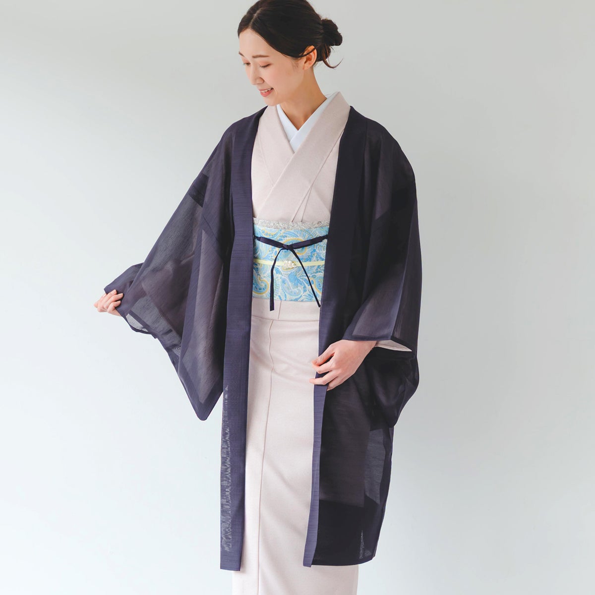 ☆6月下旬再入荷予定☆【CHIKUMO-千雲-】洗える薄羽織 翠風／烏羽色
