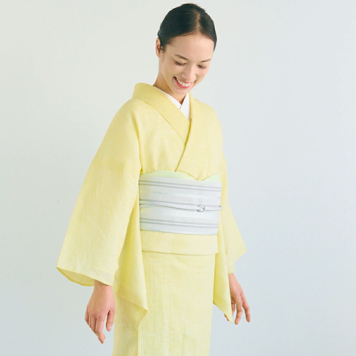 CHIKUMO-千雲-】洗える夏きもの 麻楊柳/檸檬 近江ちぢみ くるり｜着物