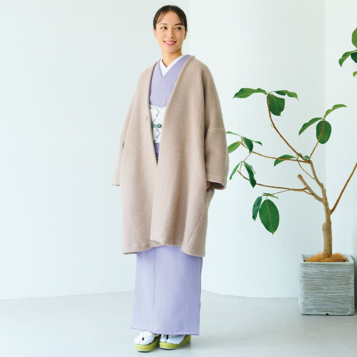 ☆37％OFF☆【CHIKUMO-千雲-】洗える着物 水玉/パープル 袷小紋 くるり