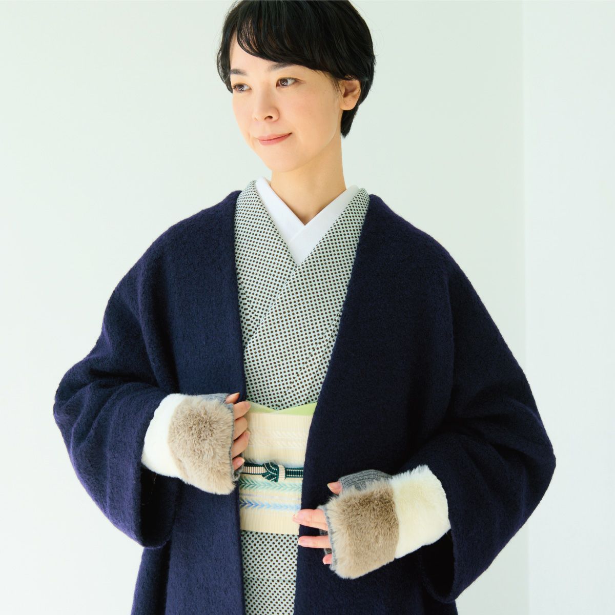 ☆37％OFF☆【CHIKUMO-千雲-】洗える着物 水玉/ミント 袷小紋 くるり