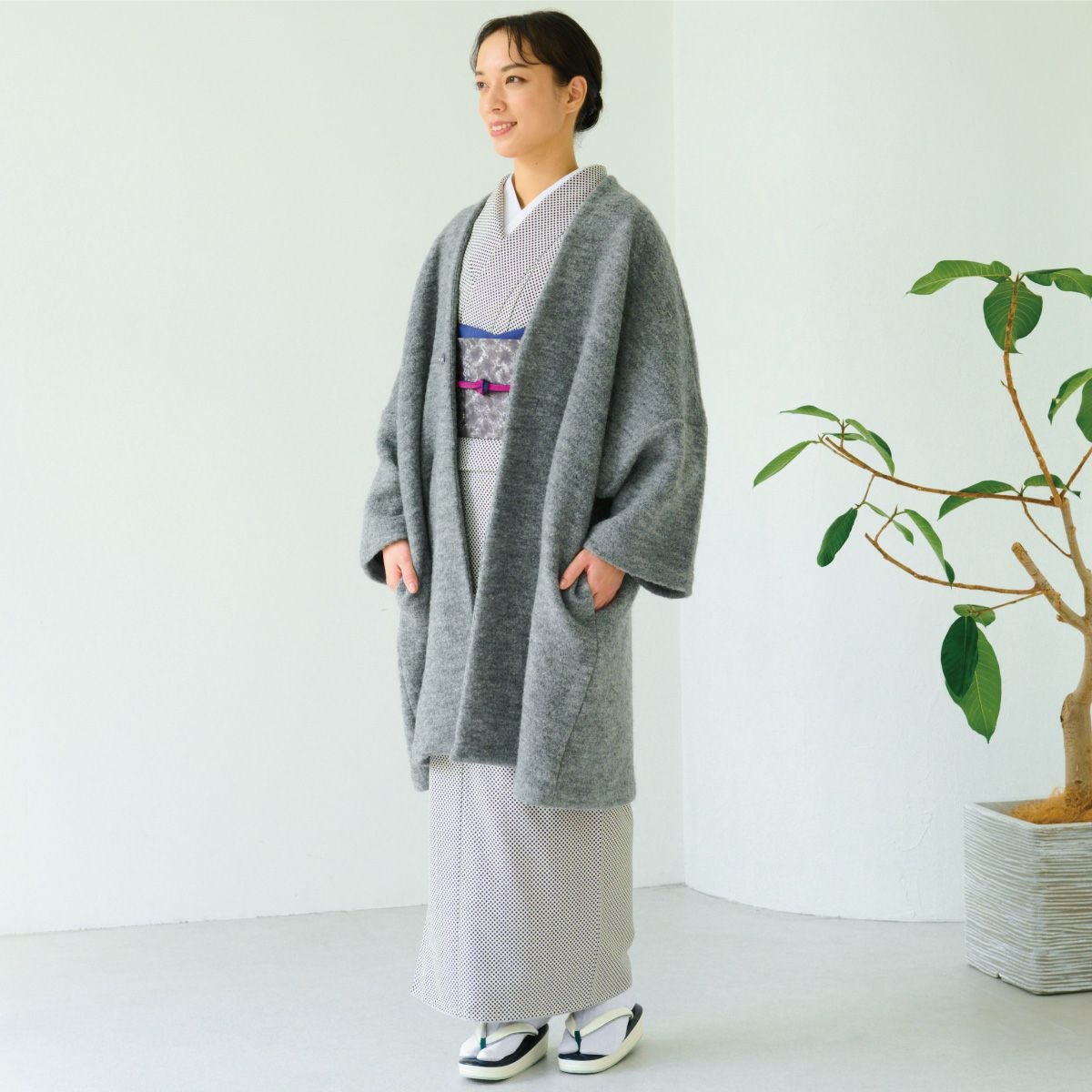 ☆37％OFF☆【CHIKUMO-千雲-】洗える着物 水玉/アイボリー 袷小紋