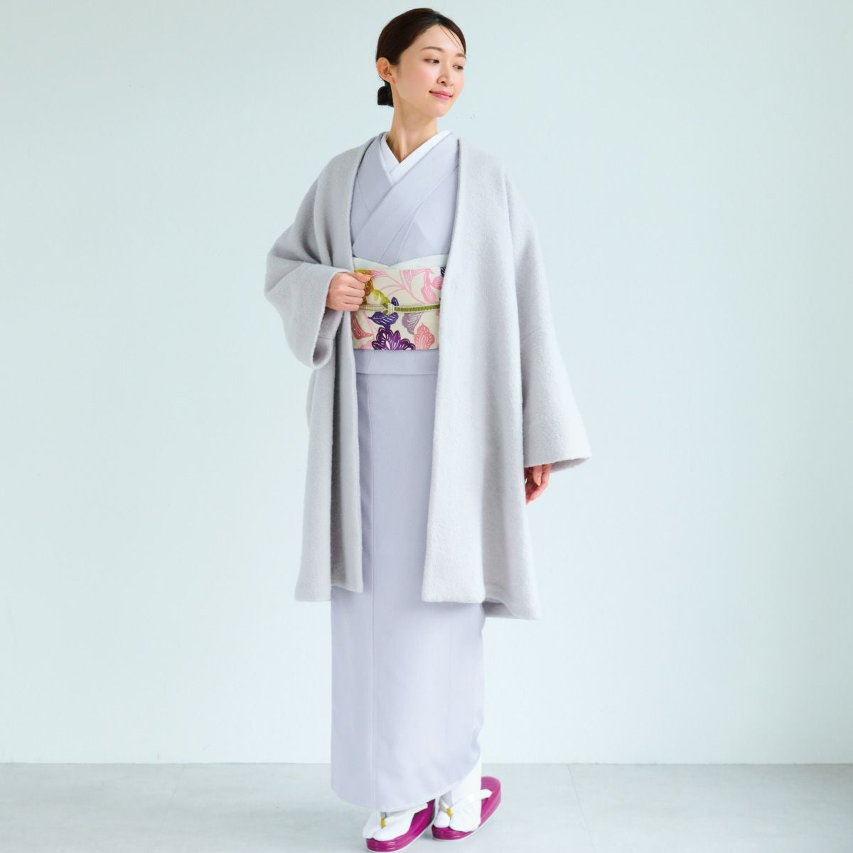 ☆25％OFF☆【CHIKUMO-千雲-】洗える着物 東レシルック江戸小紋 縞/灰