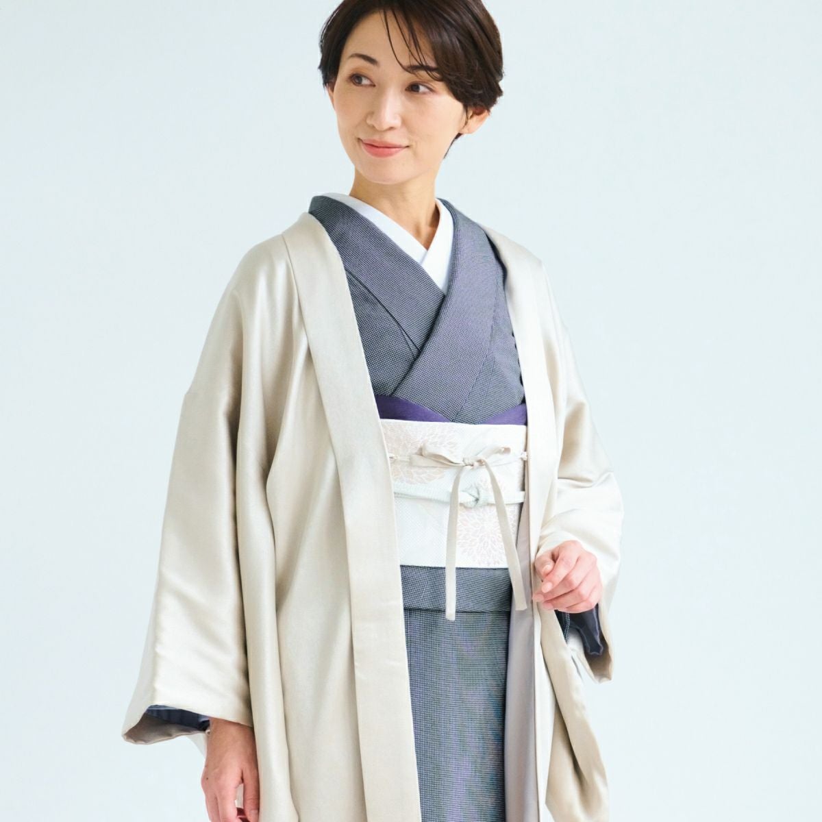 CHIKUMO-千雲-】洗える着物 東レシルック江戸小紋 角通し/濃紺 袷小紋