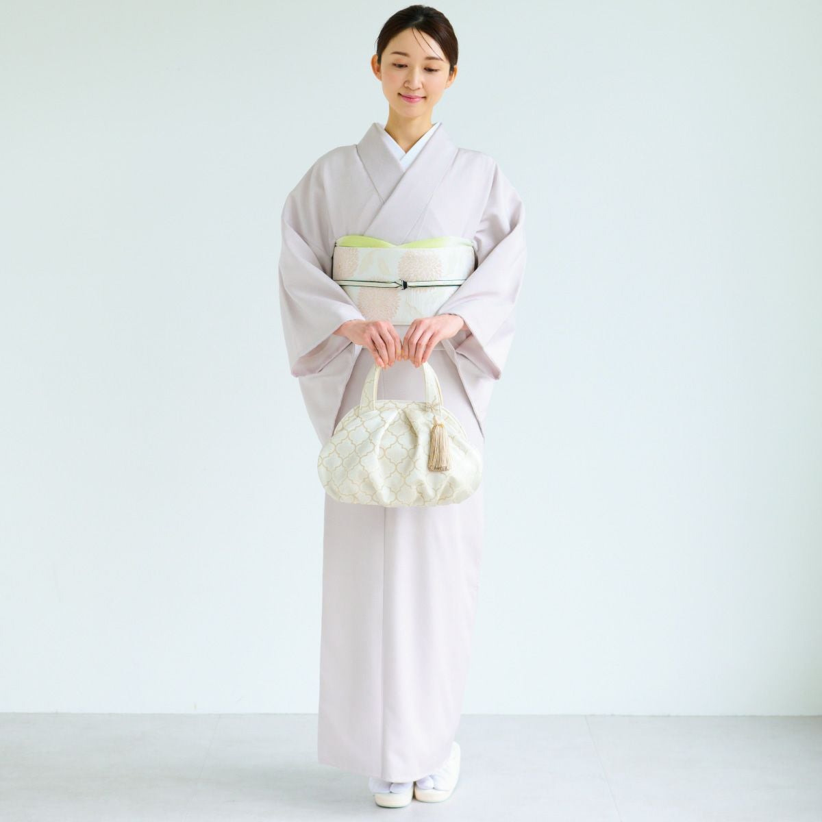 CHIKUMO-千雲-】洗える着物 東レシルック江戸小紋 鮫/薄灰(ややピンク