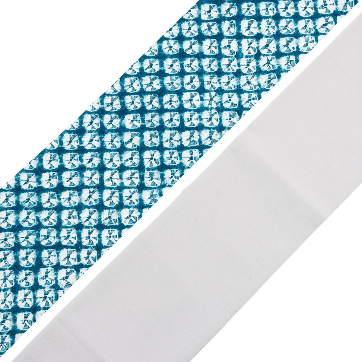 ☆26％OFF☆【CHIKUMO-千雲-】半幅帯 有松鳴海絞り 縦蜘蛛絞り/青緑 長