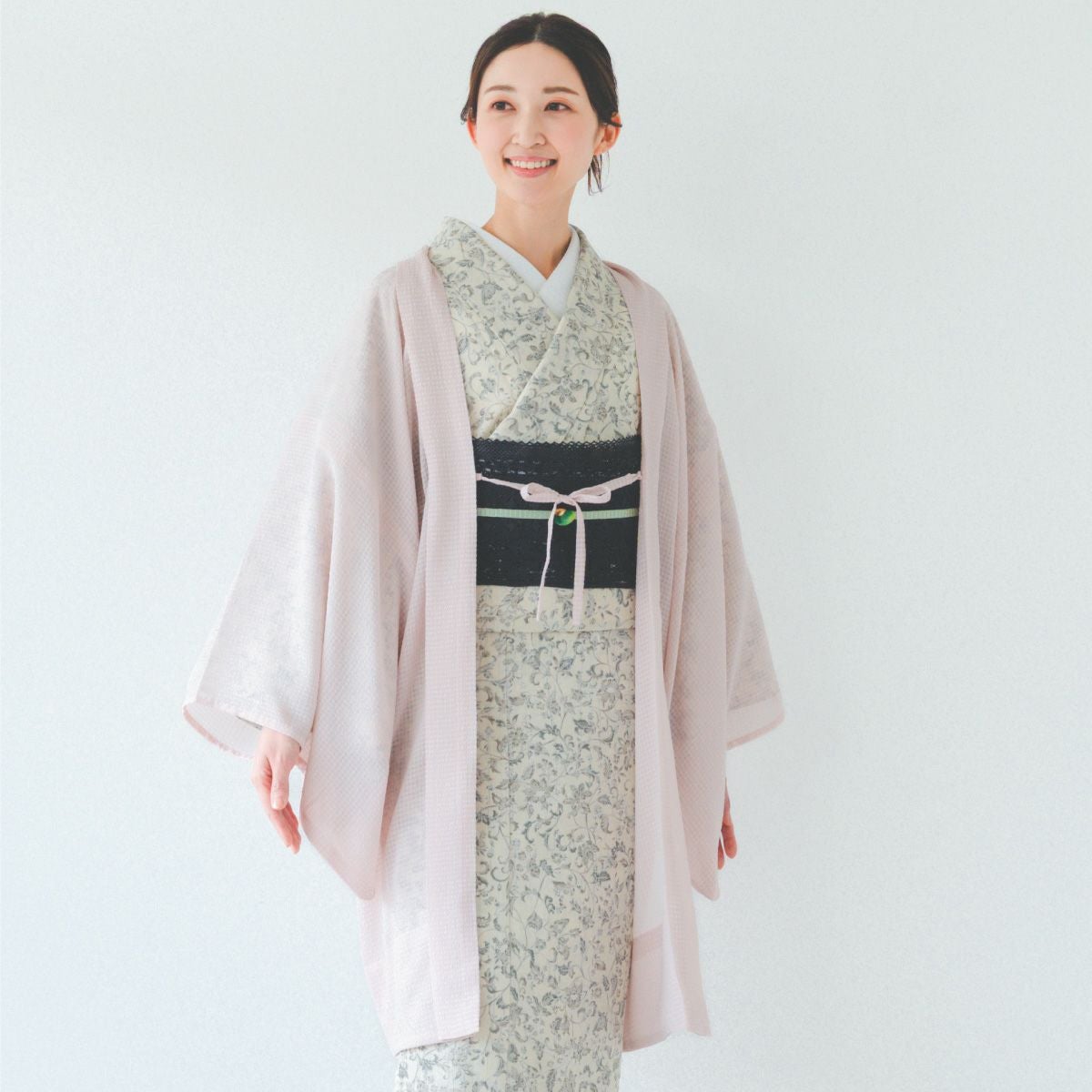新品 セオアルファ 桃 洗える夏着物 仕付け糸付 トール 小紋 浴衣 3846 着物 夏用 夏物 単衣 洗える着物 蝋纈更紗 薄ブルー セオアルファ 単衣