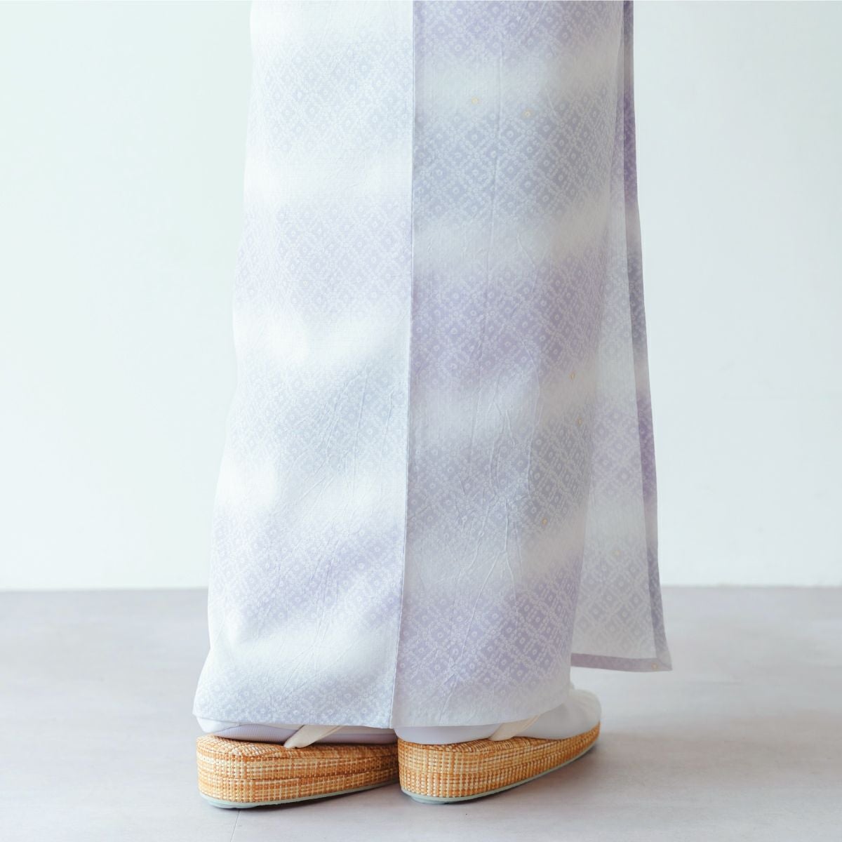 CHIKUMO-千雲-】洗えるきもの 単衣/夏着物 セオα 鹿の子横段ぼかし/藤