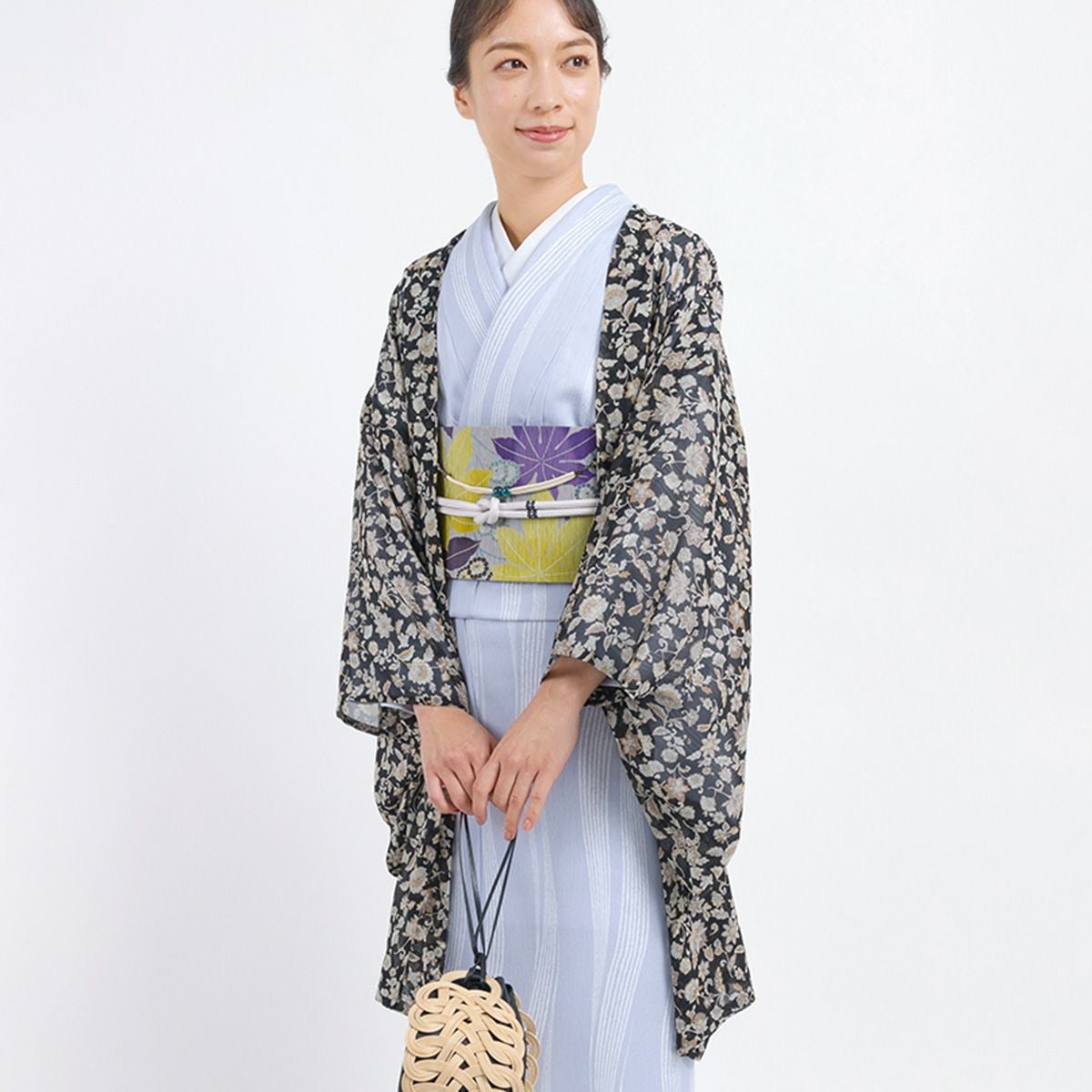 ☆20％OFF☆【CHIKUMO-千雲-】洗える薄羽織 更紗 シフォン ブラック
