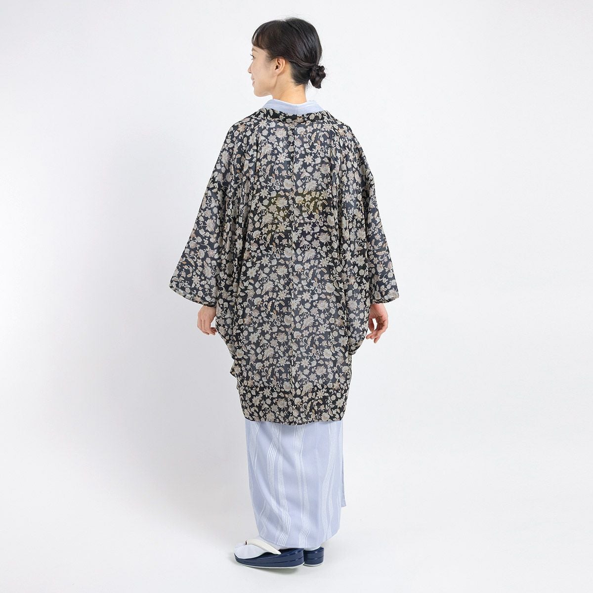 ☆15％OFF☆【CHIKUMO-千雲-】洗える薄羽織 更紗 シフォン ブラック