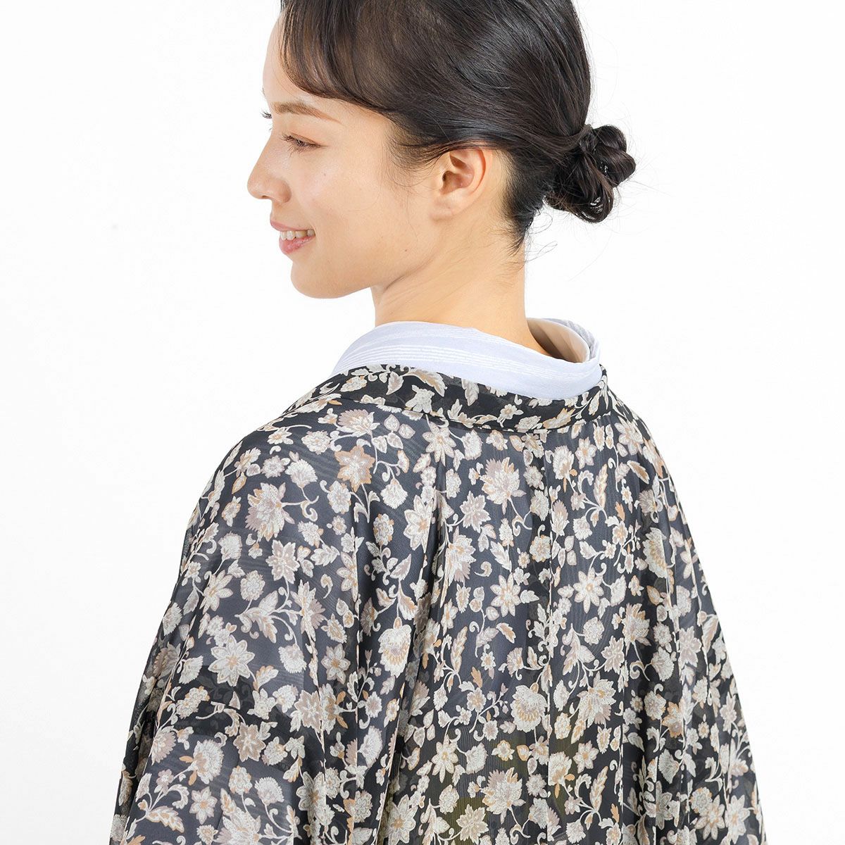 ☆20％OFF☆【CHIKUMO-千雲-】洗える薄羽織 更紗 シフォン ブラック