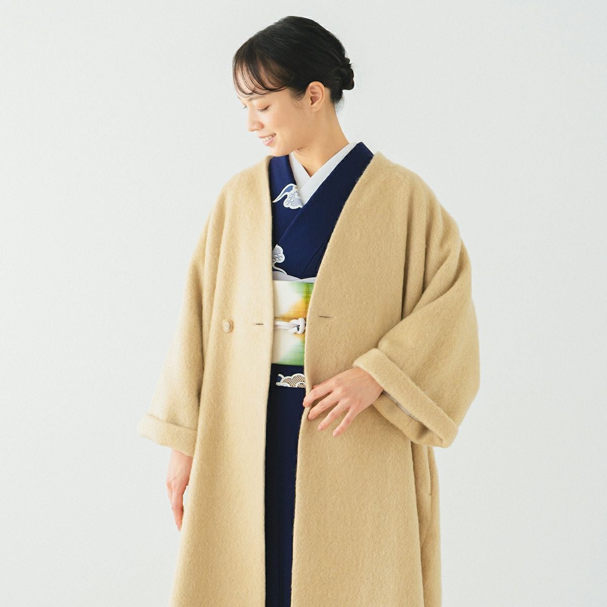 ☆36％OFF☆【CHIKUMO-千雲-】モヘアシャギーロングコート/ベージュ