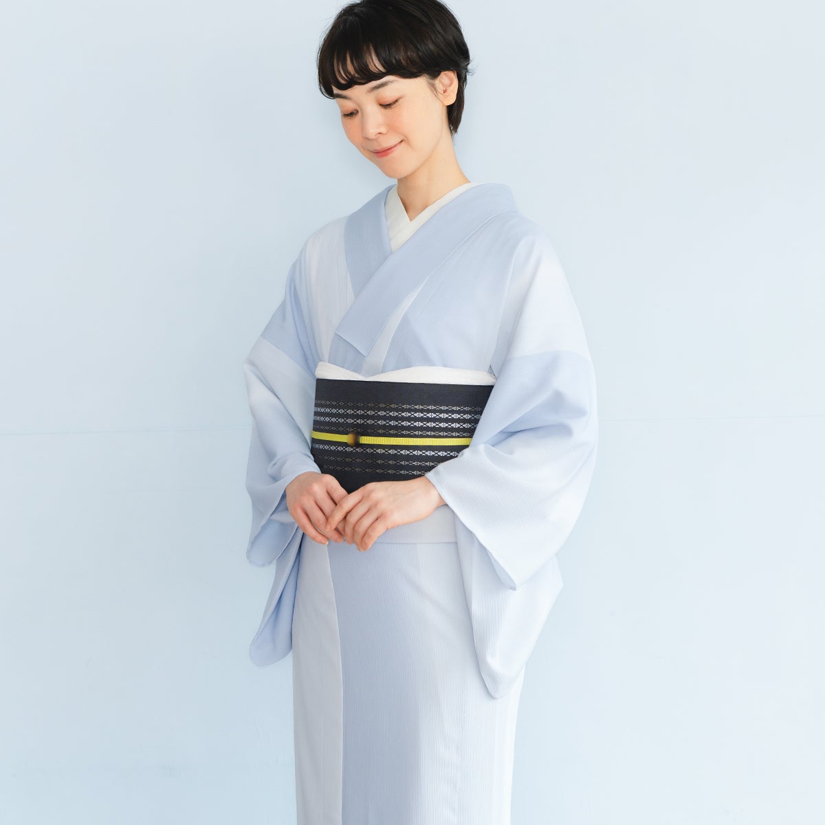 【新品未使用】しつけ付き 洗える着物 夏着物 単衣 小紋 水色 トールサイズ ☆早割5％OFF！6/22（月）10時まで☆【CHIKUMO-千雲-】洗える着物 単衣