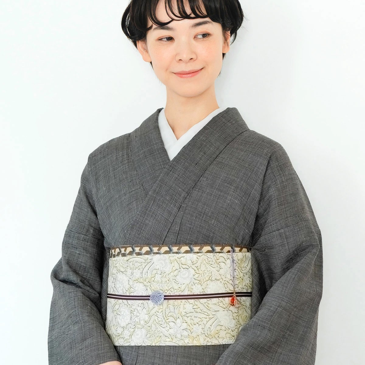 ☆23％OFF☆【CHIKUMO-千雲-】半幅帯 更紗/イエロー リバーシブル 長尺