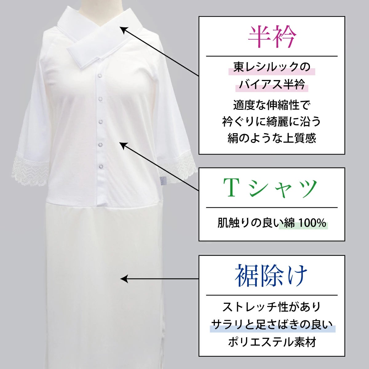 ルグラン ワンピースタイプ 着物屋くるりオリジナル洗えるTシャツ型襦袢
