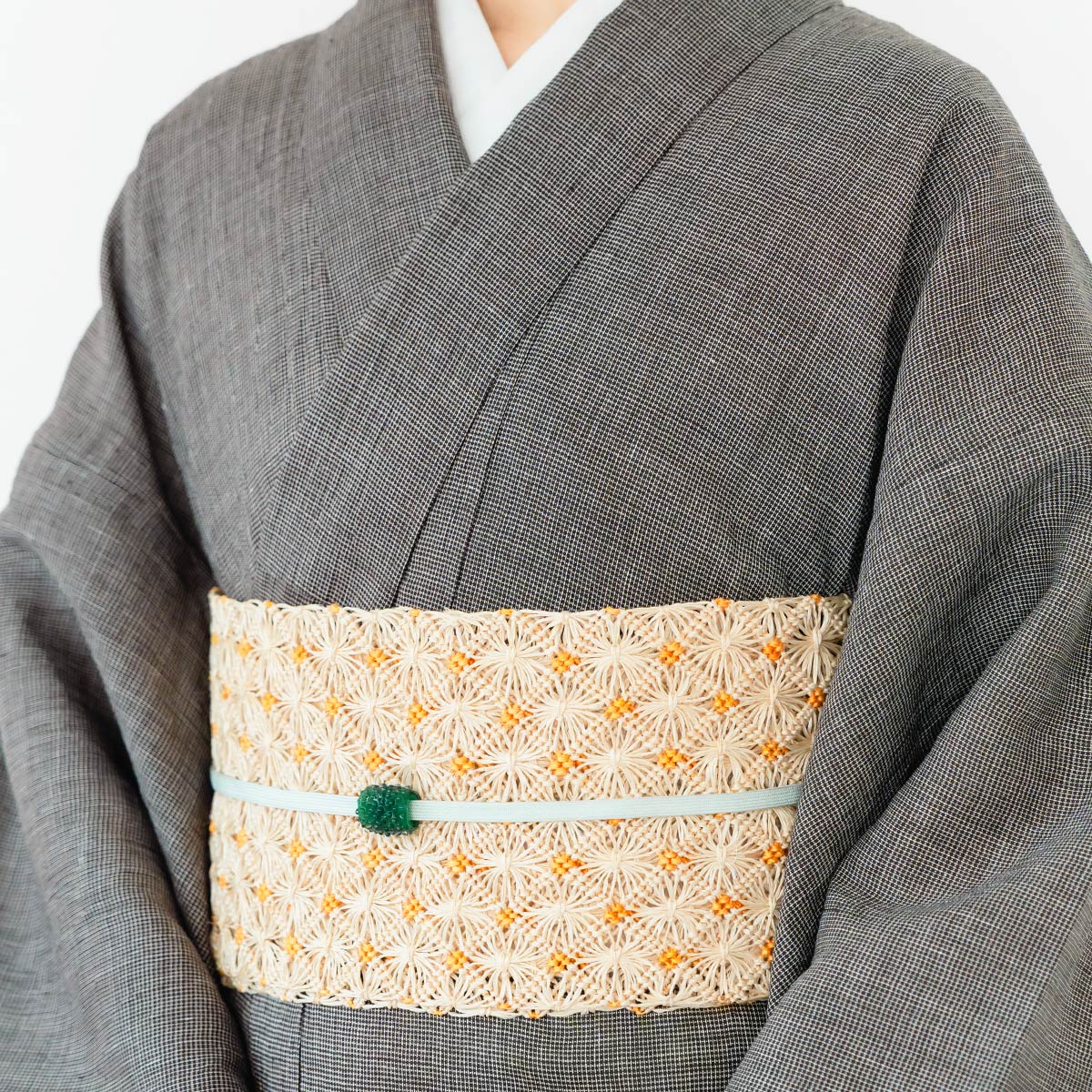 ☆20％OFF☆【CHIKUMO-千雲-】洗える夏きもの 麻楊柳/はしご縞 焦げ茶